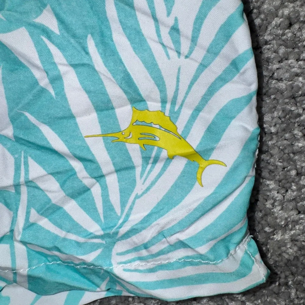 Tommy Bahama Swim Trunks Mens Tropical Palm Leaf Aqua White XL NEW